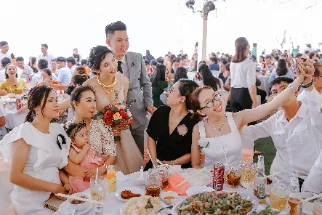 Wedding party and guests